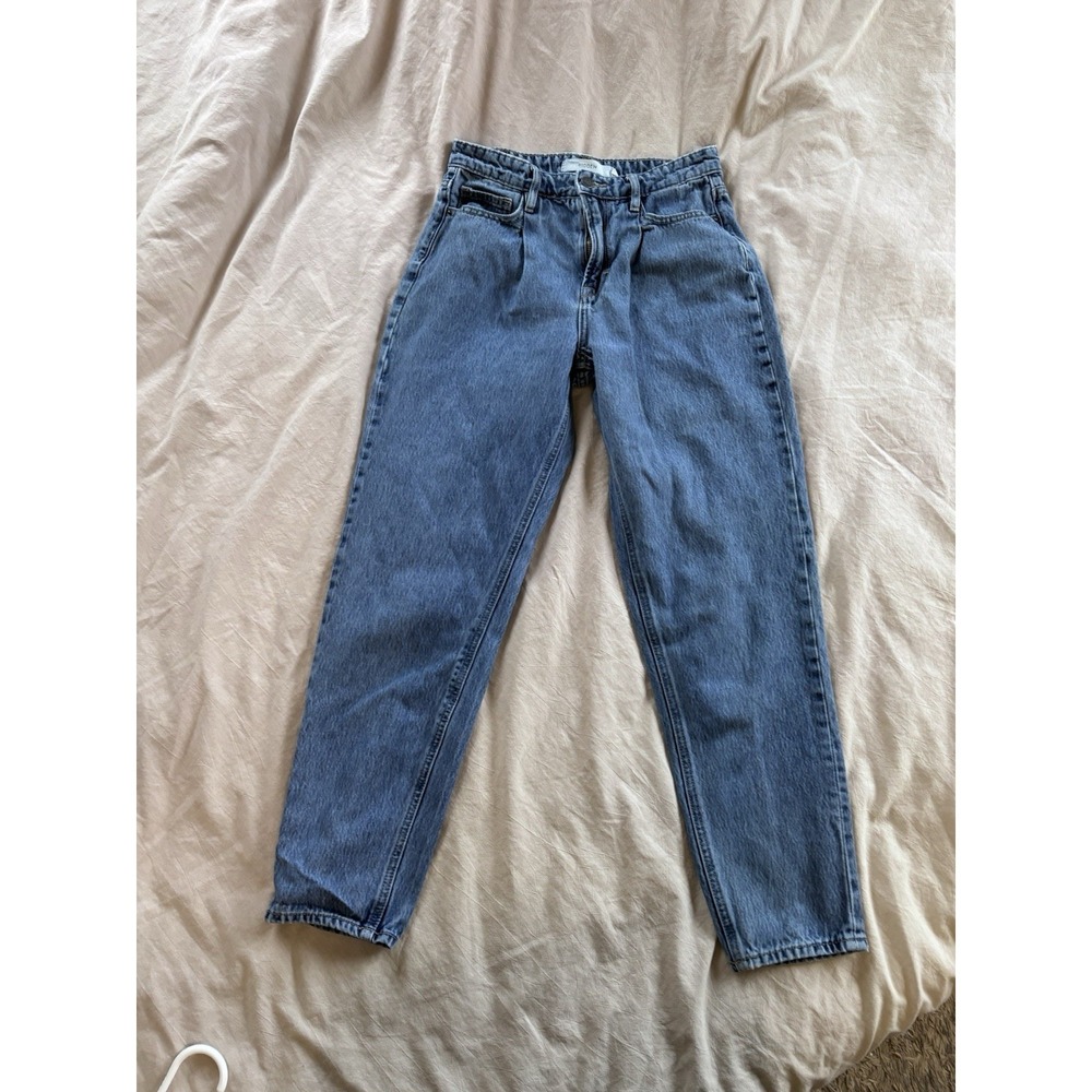 Blue Denim Jeans Hidden Brand High Rise Women's Tapered Size 25 Inseam‎ 27